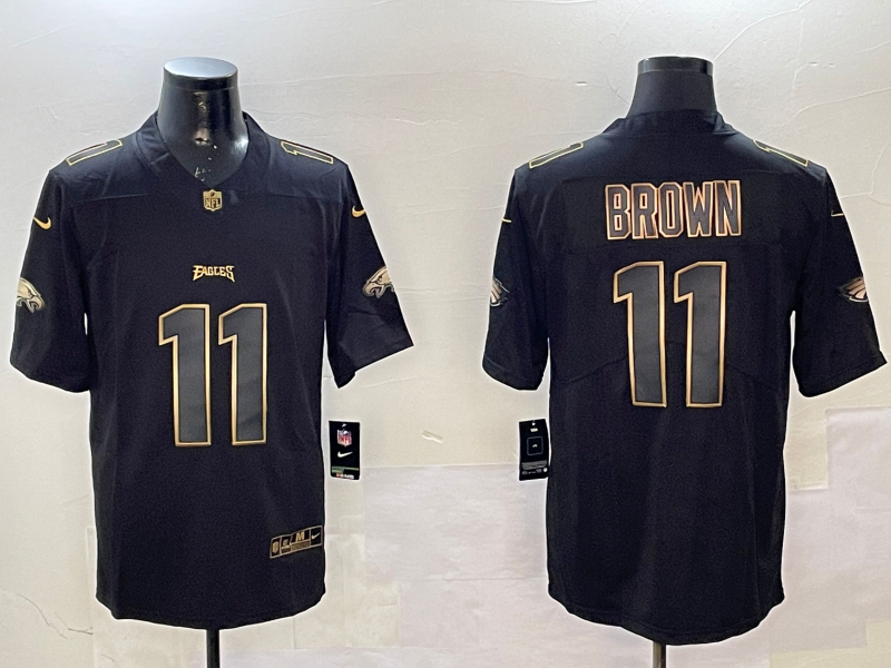 Men Philadelphia Eagles #11 Brown black 2025 Nike NFL jersey style 005->philadelphia eagles->NFL Jersey